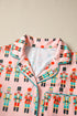 Nutcracker Print Long Sleeve Button Front Pajama Set