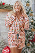 Nutcracker Print Long Sleeve Button Front Pajama Set