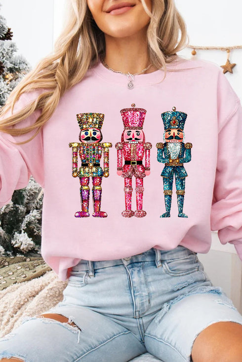 Nutcracker Trio Graphic Print Crew Neck Sweatshirt