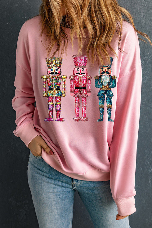 Nutcracker Trio Graphic Print Crew Neck Sweatshirt