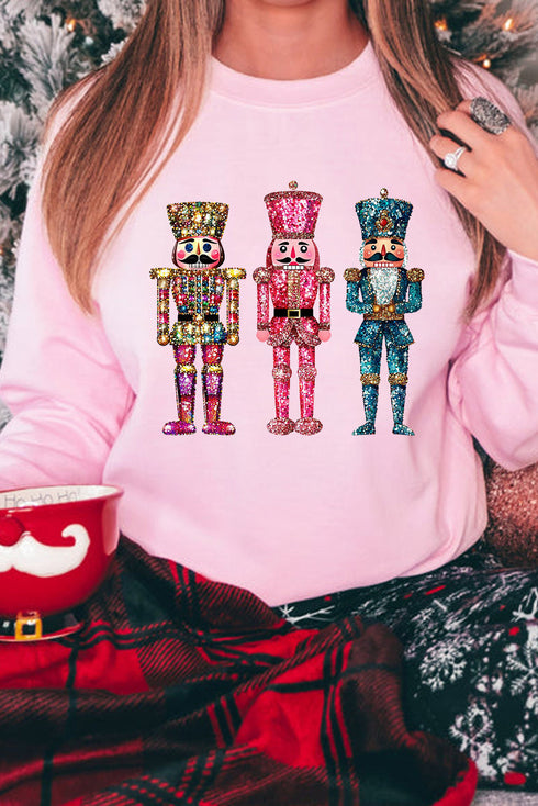 Nutcracker Trio Graphic Print Crew Neck Sweatshirt