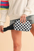 Nylon Checkered Print Buckle Detail Wide Strap Crossbody Bag