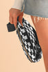 Nylon Checkered Print Buckle Detail Wide Strap Crossbody Bag