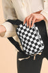 Nylon Checkered Print Buckle Detail Wide Strap Crossbody Bag