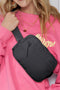 Nylon Wide Strap Square Zip Crossbody Bag