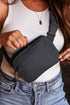 Nylon Wide Strap Square Zip Crossbody Bag