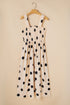 Oatmeal Polka Dot Smocked Fit Fla Sleeveless Long Dress
