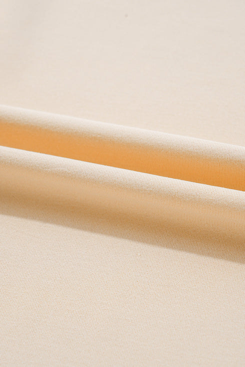 Oatmeal Solid Mesh Patchwork Crew Neck Tank Top