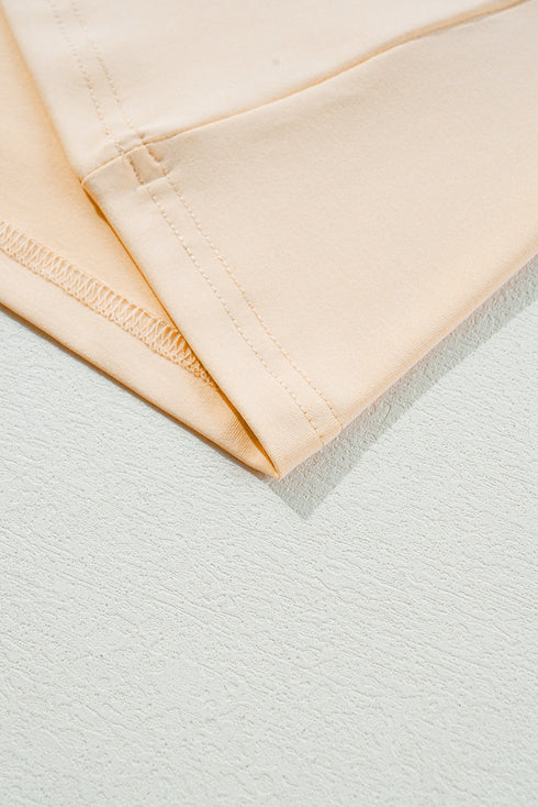 Oatmeal Solid Mesh Patchwork Crew Neck Tank Top