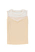 Oatmeal Solid Mesh Patchwork Crew Neck Tank Top