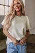 Oatmeal Textured Puff Sleeve T-Shirt