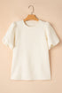 Oatmeal Textured Puff Sleeve T-Shirt
