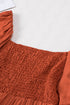 Off Shoulder Shirred Bodice Ruffled Sleeve Dress