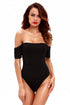 Off The Shoulder Short Sleeve Smooth Stretch Knit Bodysuit