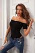 Off The Shoulder Short Sleeve Smooth Stretch Knit Bodysuit