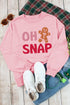 Oh Snap Gingerbread Man Graphic Crew Neck Pullover Sweatshirt