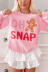 Oh Snap Gingerbread Man Graphic Crew Neck Pullover Sweatshirt
