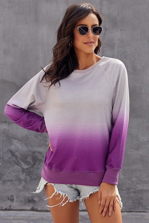 Ombre Crewneck Long Sleeve Sweatshirt