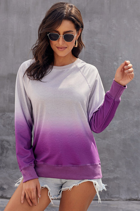 Ombre Crewneck Long Sleeve Sweatshirt