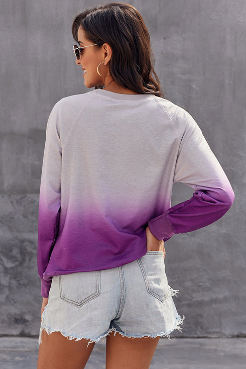 Ombre Crewneck Long Sleeve Sweatshirt