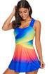 Ombre Tie Dye Swim Dress With Shorts