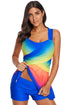 Ombre Tie Dye Swim Dress With Shorts