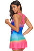 Ombre Tie Dye Swim Dress With Shorts