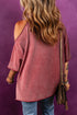 One Shoulder Distressed Cotton Oversized Tunic Top