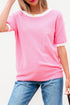 Open Back Bow Detail Short Sleeve Knit Sweater