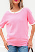 Open Back Bow Detail Short Sleeve Knit Sweater