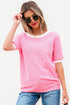 Open Back Bow Detail Short Sleeve Knit Sweater