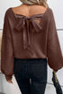 Open Back Bow Tie Ribbed Knit Sweater
