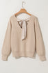 Open Back Bow Tie Ribbed Knit Sweater