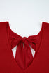 Open Back Bow Tie Ribbed Knit Sweater