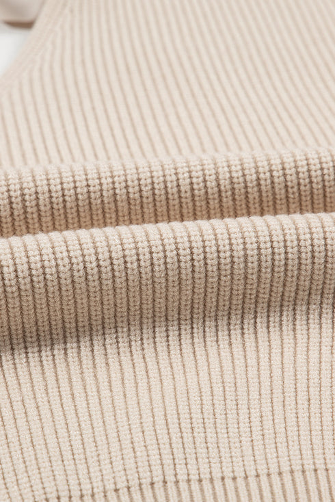 Open Back Bow Tie Ribbed Knit Sweater