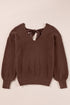 Open Back Bow Tie Ribbed Knit Sweater