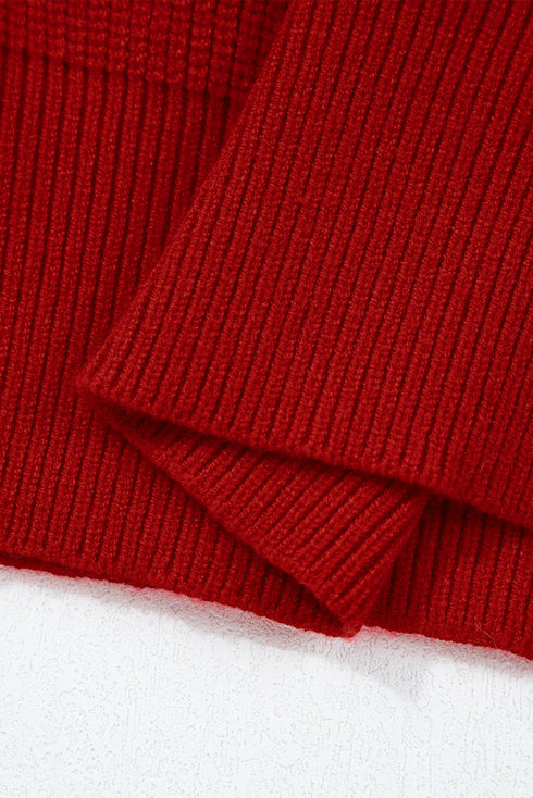 Open Back Bow Tie Ribbed Knit Sweater