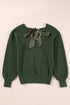 Open Back Bow Tie Ribbed Knit Sweater