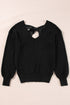 Open Back Bow Tie Ribbed Knit Sweater