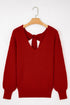 Open Back Bow Tie Ribbed Knit Sweater