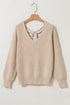 Open Back Bow Tie Ribbed Knit Sweater