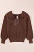 Open Back Bow Tie Ribbed Knit Sweater