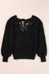Open Back Bow Tie Ribbed Knit Sweater