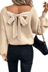 Open Back Bow Tie Ribbed Knit Sweater