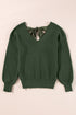 Open Back Bow Tie Ribbed Knit Sweater