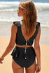 Open Back Ruched Halter Top Shorts Tankini Set