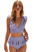 Open Back Ruched Halter Top Shorts Tankini Set