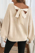 Open Back Satin Tie Ribbed Knit Sweater