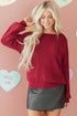 Open Back Satin Tie Ribbed Knit Sweater