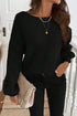 Open Back Satin Tie Ribbed Knit Sweater